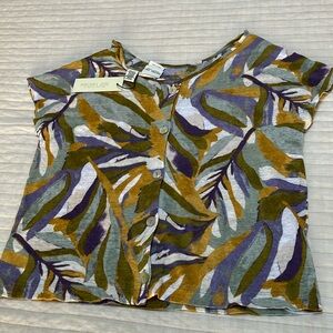 Rachel Zoe Linen Top Mother of Pearl Buttons